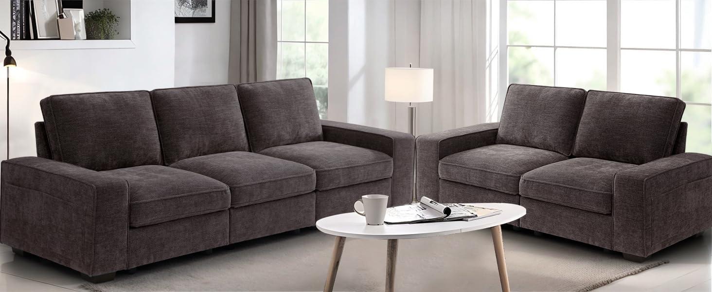 Latitude Run® Modern Modular Chenille Sectional Sofa With Storage Space And Detachable Cover