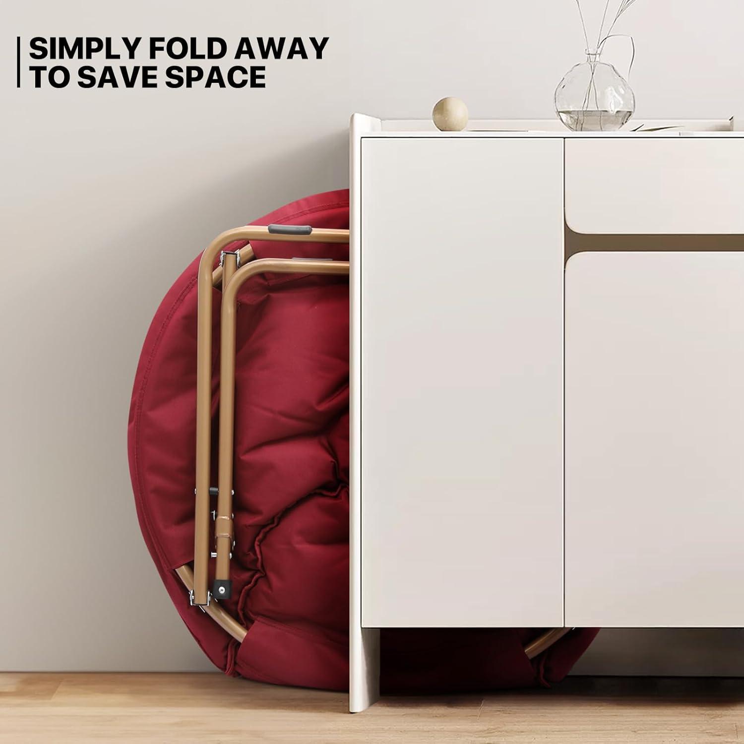 Mercer41 Amey Foldable Round Saucer Chair Portable Dorm Chair Lounge Chair Accent Chair for Bedroom Living Room