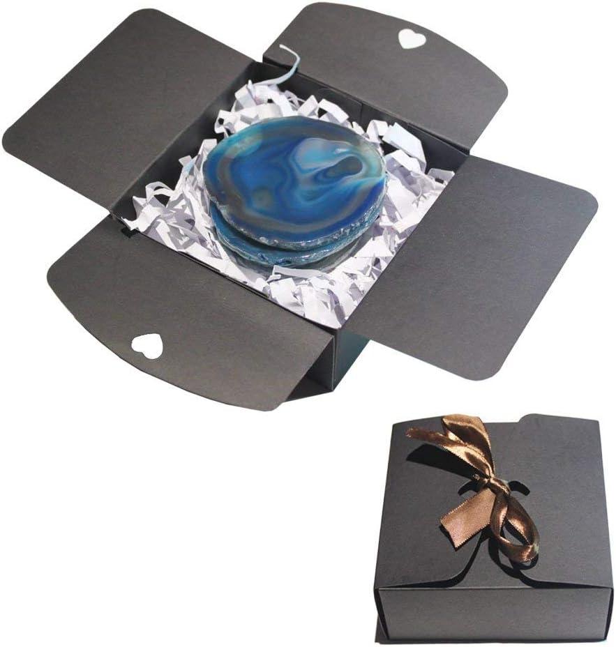 Set of 4 Blue Natural Agate Stone Coasters