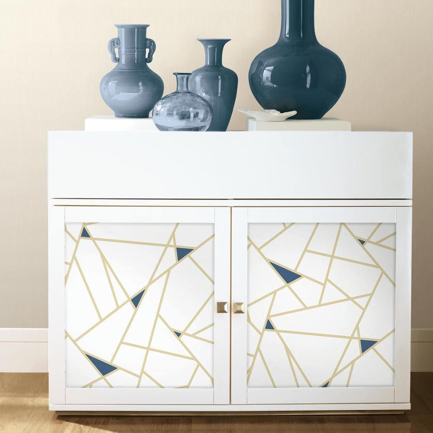 RoomMates Fracture Gold Peel and Stick Wallpaper: Removable Vinyl, Geometric Abstract, Modern Decor, 28.18 Sq Ft Coverage