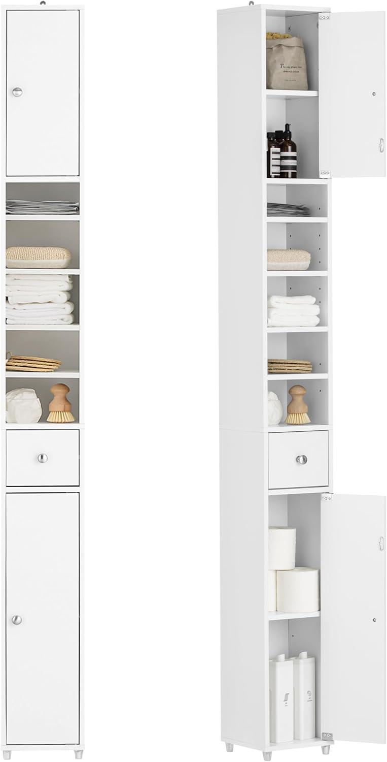 White Tall MDF Cabinet with Adjustable Shelving