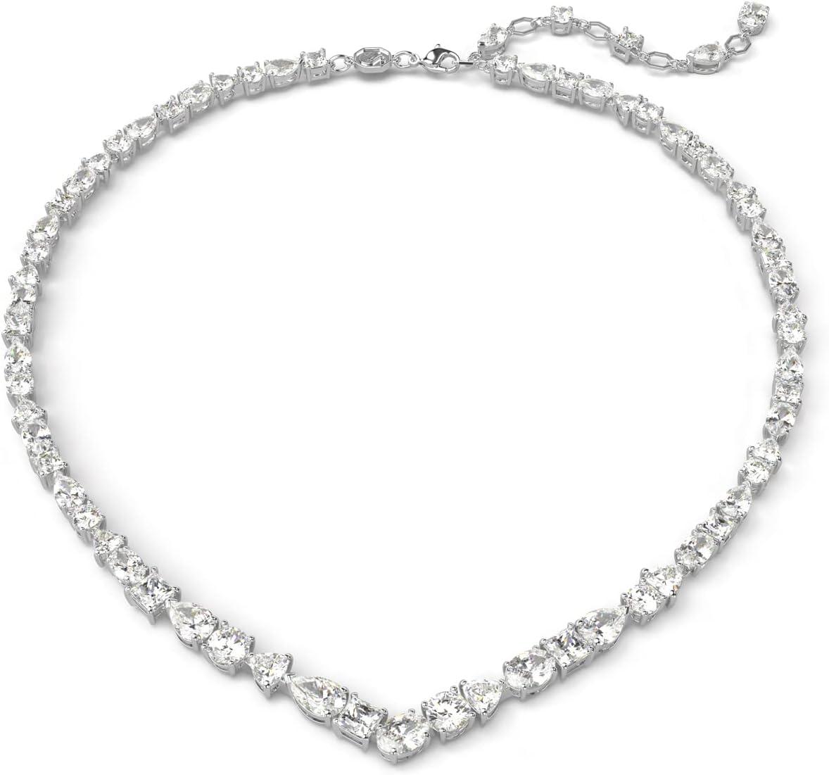 Elegant White Crystal and Rhodium Plated Necklace