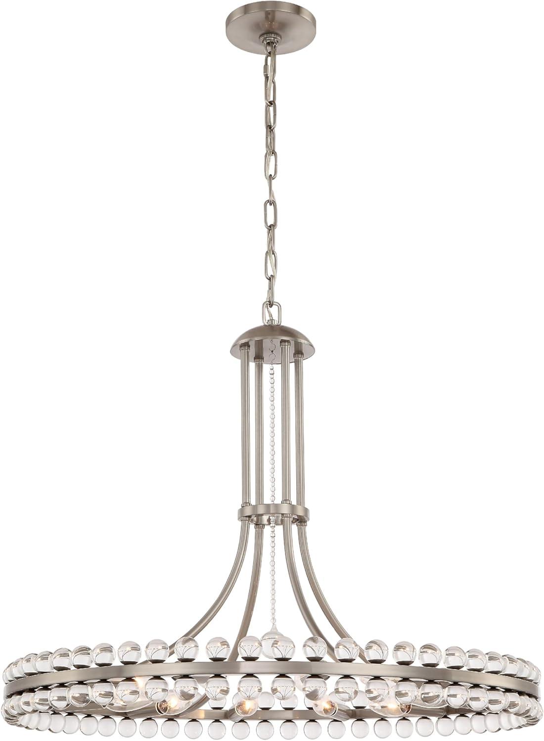 Brushed Nickel and Glass 12-Light Chandelier