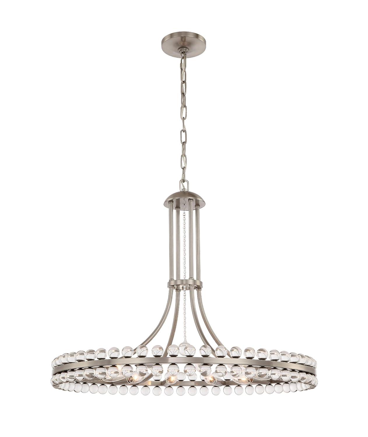 Brushed Nickel and Glass 12-Light Chandelier