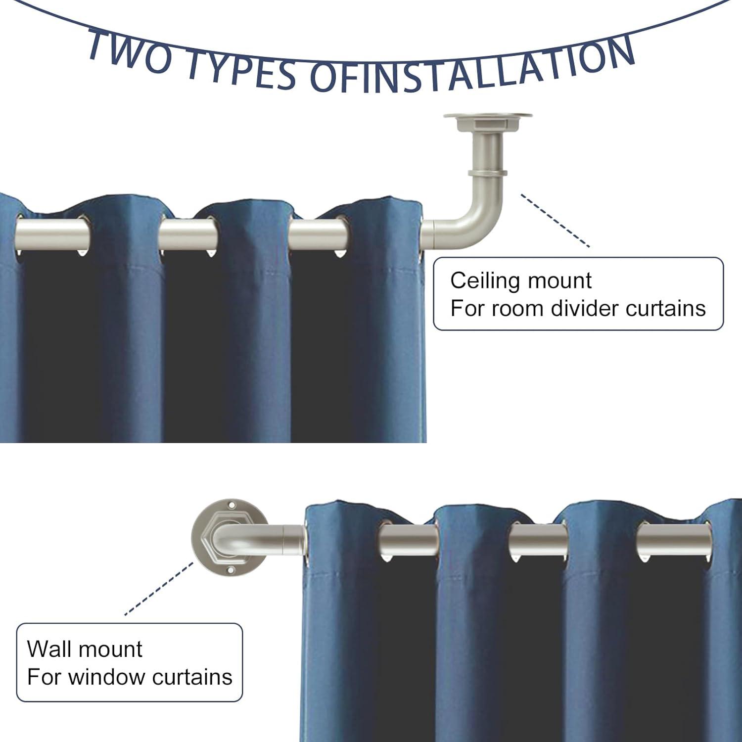 Curtain Rods for Windows 16 to 45 Inches Adjustable Blackout Wrap Around 1 Inch Diameter Curtain Rod, Brushed Nickel