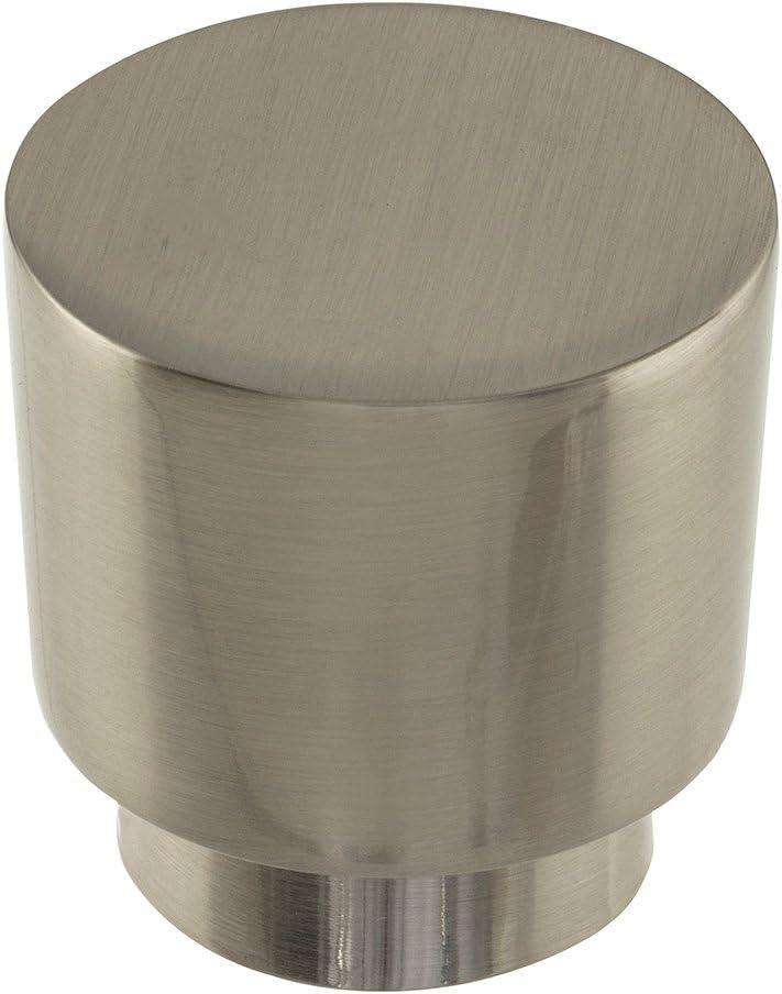 Brushed Nickel Round Modern Cabinet Knob with Mounting Hardware