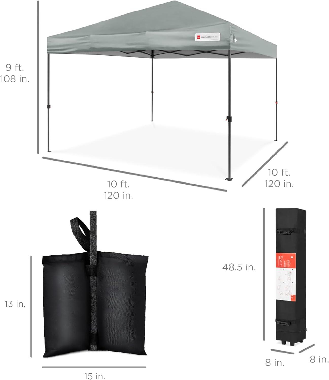 Best Choice Products Best Choice Products Easy Setup Pop Up Canopy W/ 1-Button Setup, Wheeled Case, 4 Weight Bags