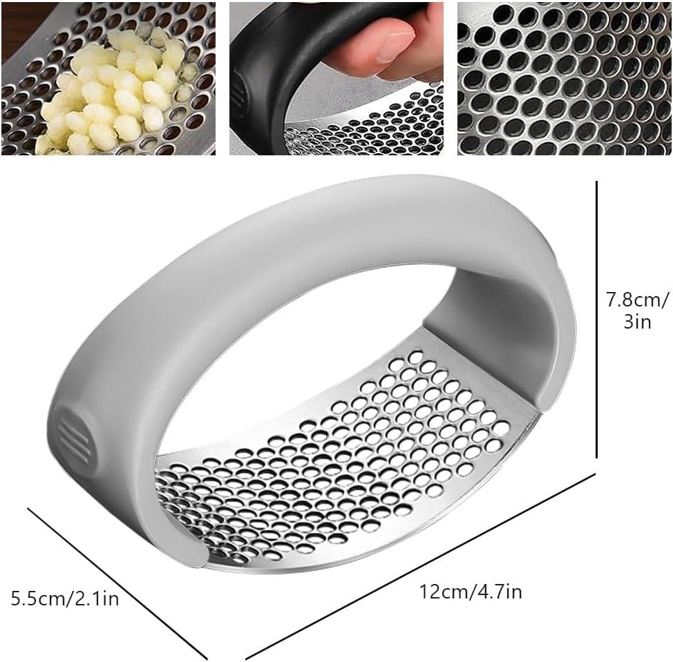 Garlic Chopper,Garlic Crusher,Garlic Press Rocker - 2024 New Stainless Steel Garlic Mincer Garlic Crusher with Peeler,Chopper with Peeler and Scraper for Smash Garlic