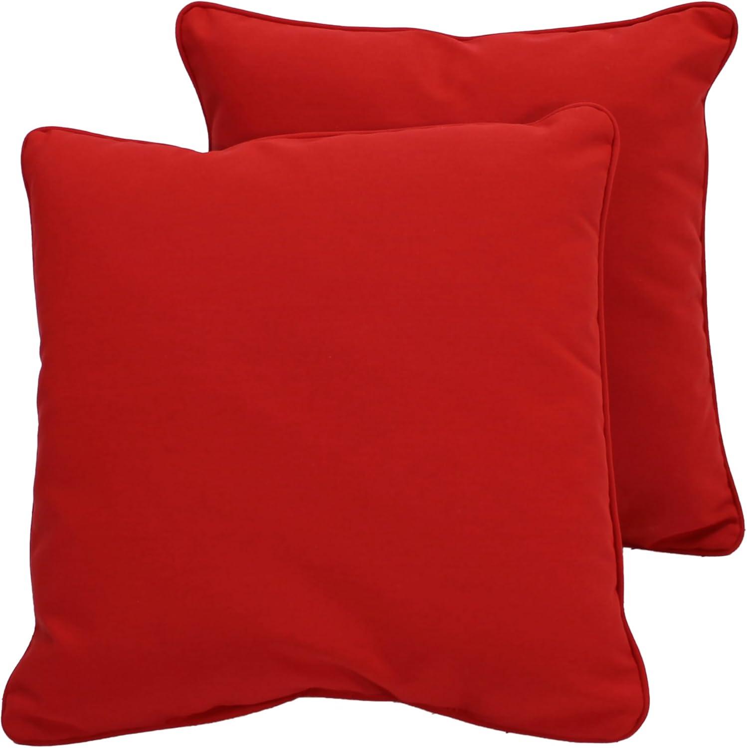 Factory Direct Partners Presidio 15" x 15" Square Decorative Throw Pillow Set with Piping for Indoor/Outdoor Furniture; UV, Fade, Weather-Resistant Olefin Fabric (2-Pack) - Red, 13809-RD