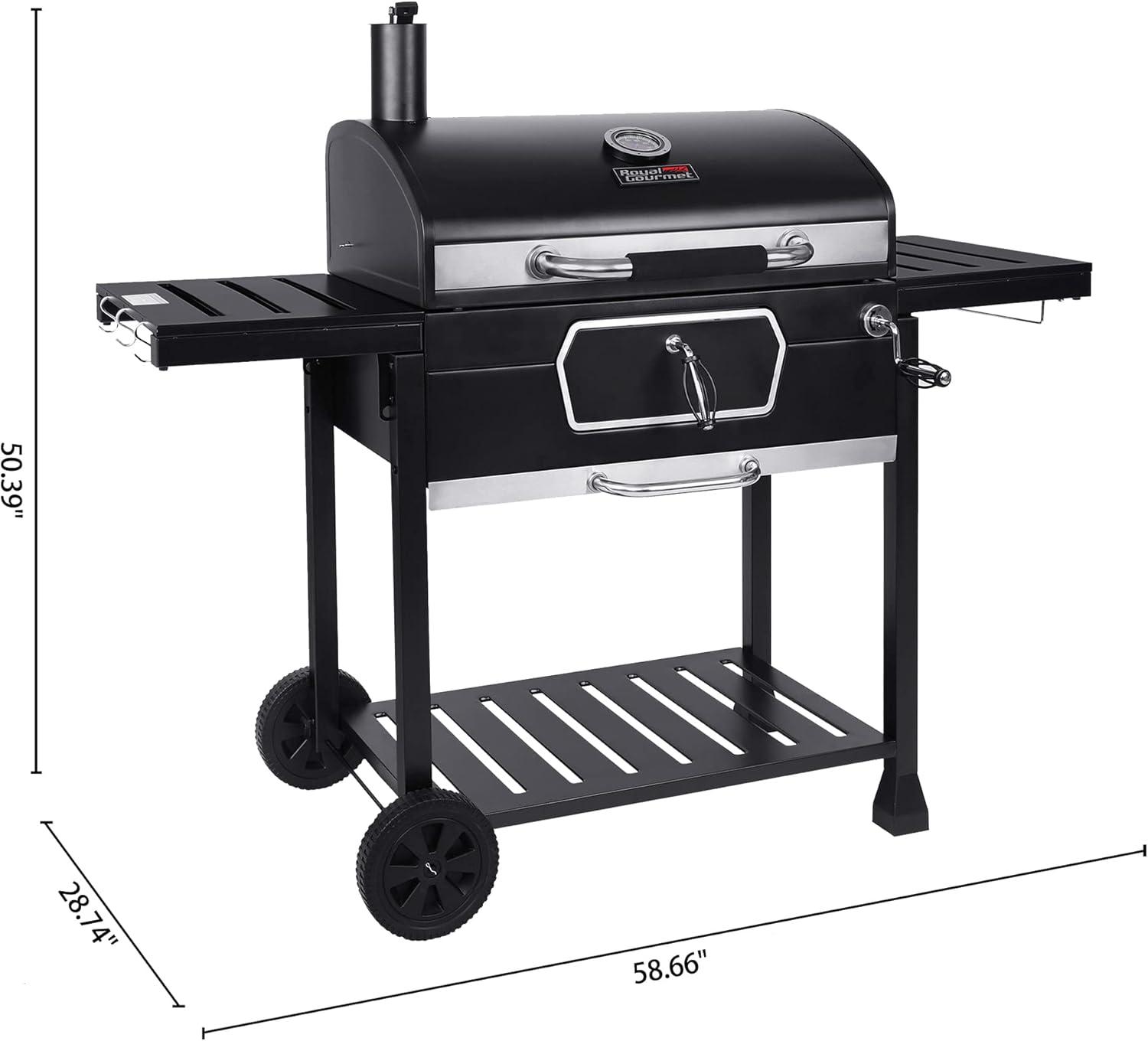 Royal Gourmet CD2030AN 30-Inch Charcoal Grill, Deluxe BBQ Smoker Picnic Camping Patio Backyard Cooking, Black, Large