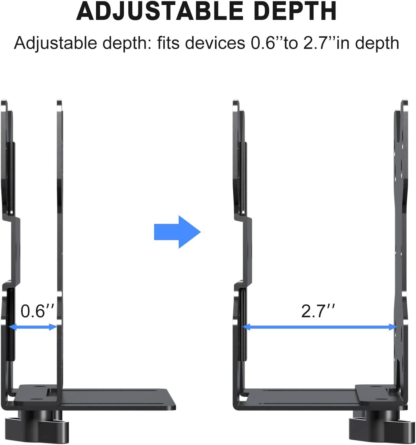 Black Adjustable Thin Client Mount Bracket for Mini PCs