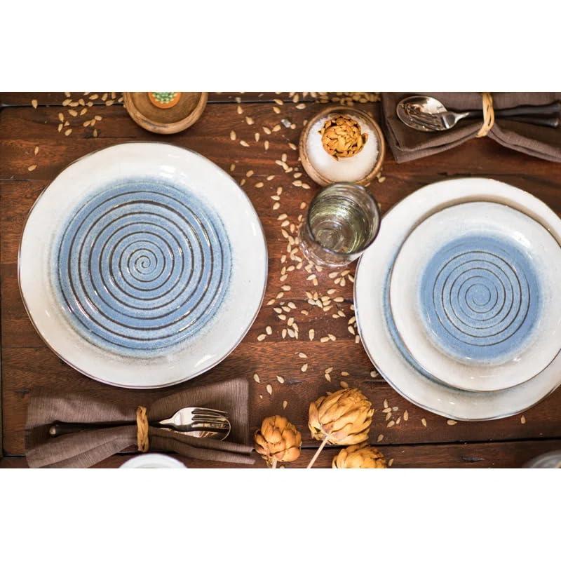 Sango Sango Talia 16-Piece Casual Blue Stoneware Dinnerware Set - Service For 4, Blue/White