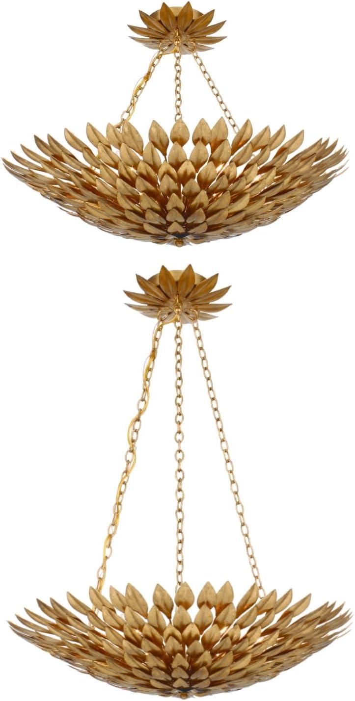 517-GA-Crystorama Iluminación-Broche - Lámpara de Araña de Seis Luces en Estilo Atemporal - Acabado Dorado Antiguo de 24,5 Pulgadas de Ancho por 11 Pulgadas de Alto