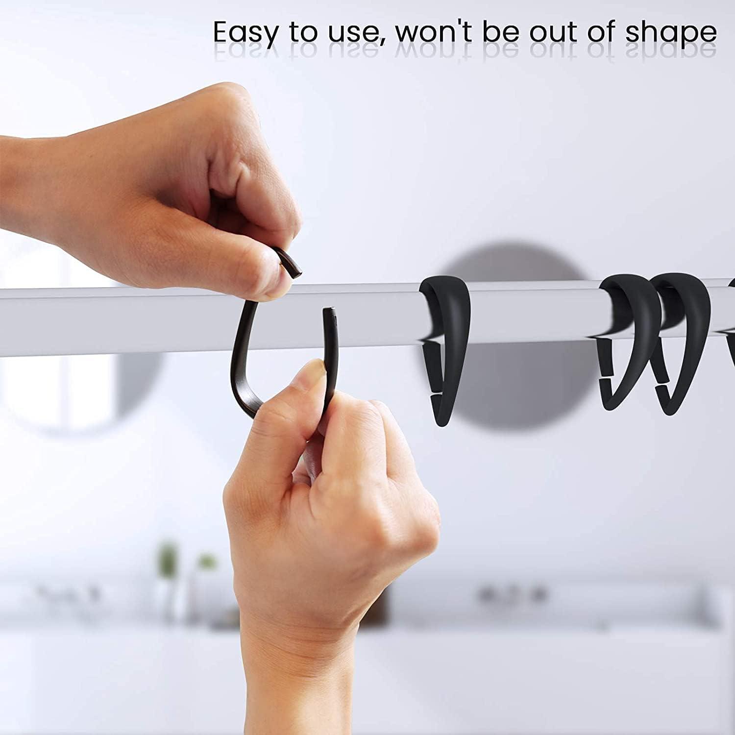 24 PCS Plastic Shower Curtain Rings, Shower Curtain Hooks for Bathroom, C Type Ring Hook for Shower Curtain, Plastic Shower Curtain Rings(Transparent)