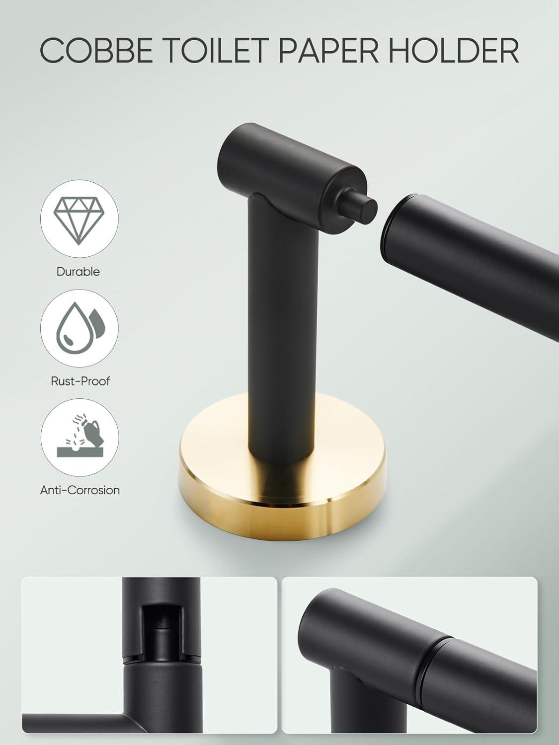 LANFENG Matte Black Double Post Pivoting Wall Mounted Stainless Steel Toilet Paper Holder for Bathroom RV  by RARXTR