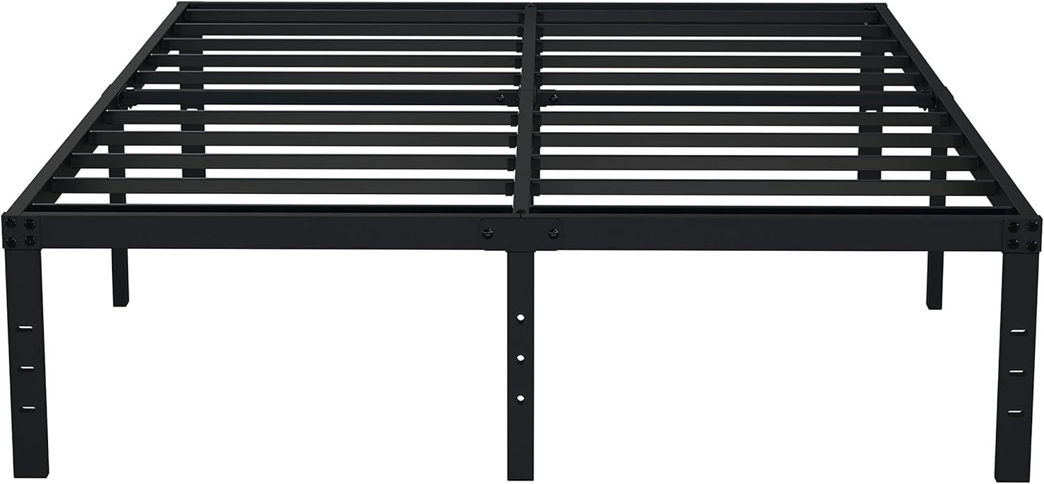 EMODA 16 Inch Platform King Bed Frame No Box Spring Needed, Heavy Duty Metal Mattress Foundation with Sturdy Steel Slats Support, Noise Free, Easy Assembly, Black