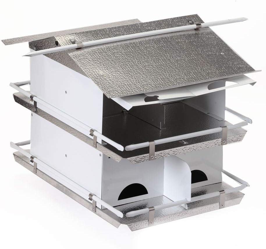 Birds Choice Pequeña Casa para Pájaros Martin Morada de 2 Niveles y 8 Habitaciones con Entradas Resistentes a los Estornudos, Blanco/gris