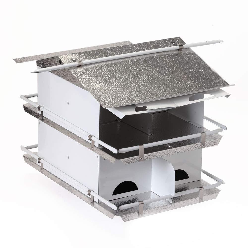 Birds Choice Pequeña Casa para Pájaros Martin Morada de 2 Niveles y 8 Habitaciones con Entradas Resistentes a los Estornudos, Blanco/gris