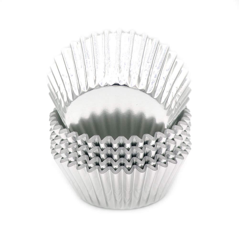 Mombake Standard Foil Silver Cupcake Liners Muffin Baking Cups for Party and More, 100-Count