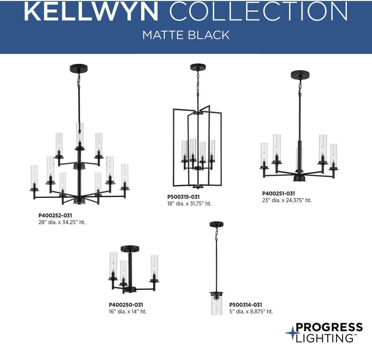 Progress Lighting, Kellwyn, 3-Light, Semi-Flush Mount Ceiling Light, Brushed Nickel, Clear Glass Shade