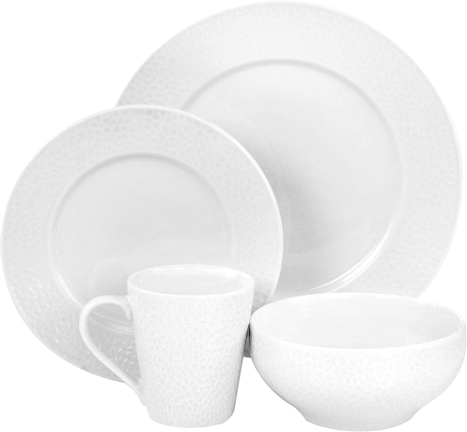 Jasmine White Porcelain 16-Piece Dinnerware Set