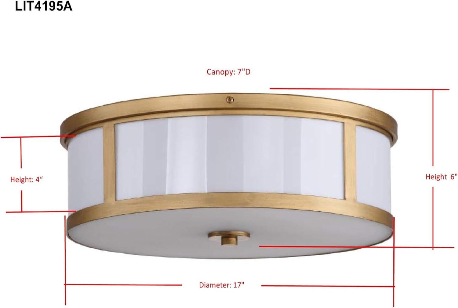 Avery Antique Gold 17" Contemporary Drum Flush Mount LED Ceiling Light