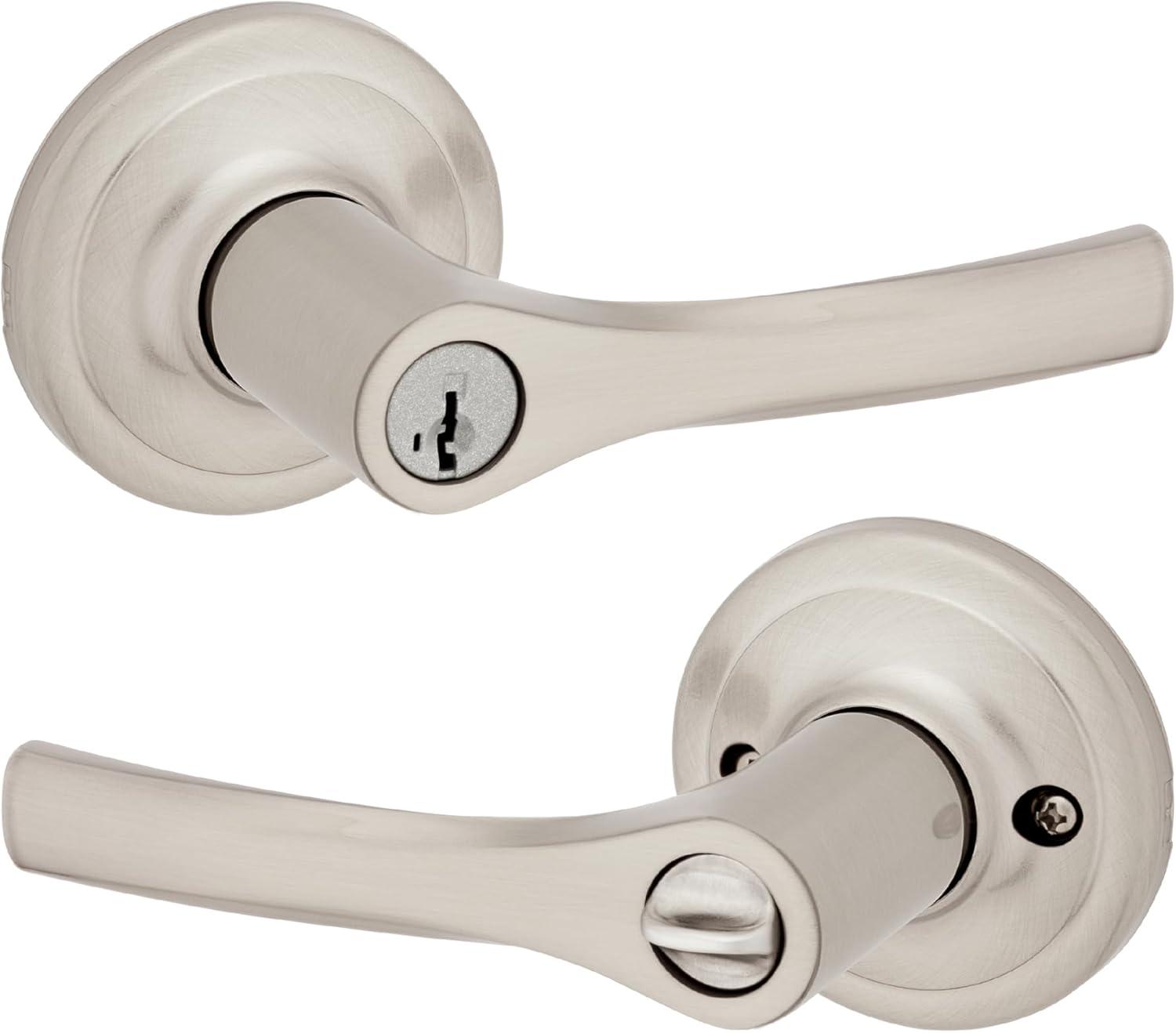 Kwikset 405Hyl-S Henley Single Cylinder Keyed Entry Door Lever Set - Nickel