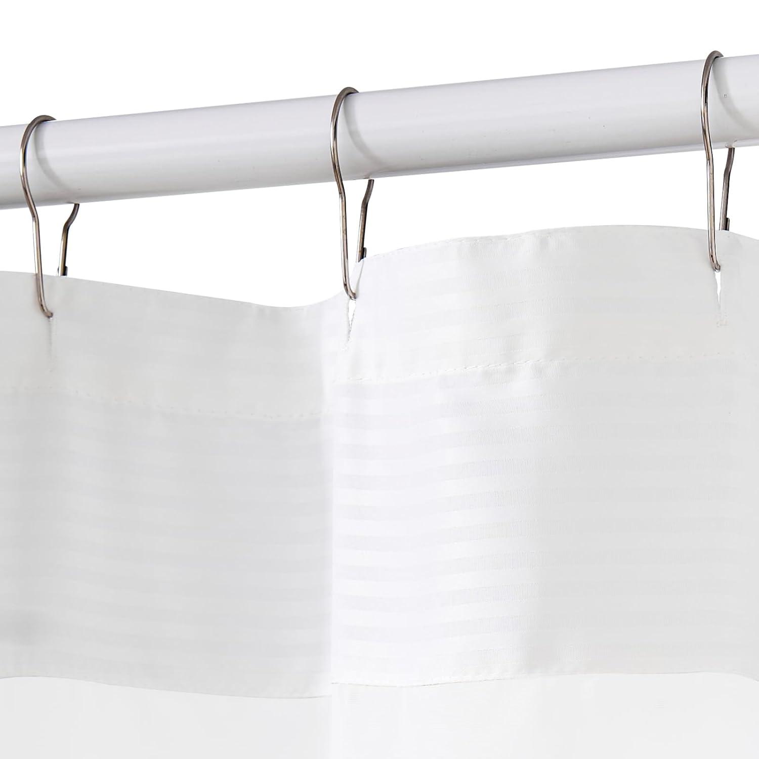 Modern Black and White Striped Fabric Shower Curtain 72x70 Inches