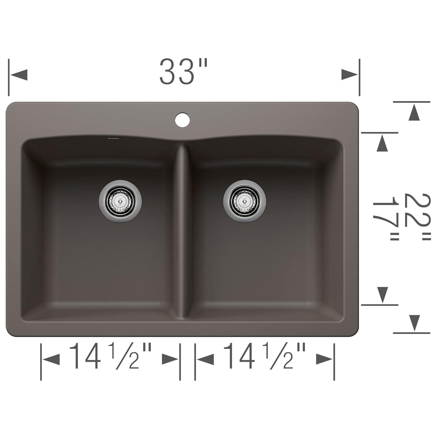 Diamond SILGRANIT 33" L x 22" W Double Bowl Drop-In/Undermount Kitchen Sink