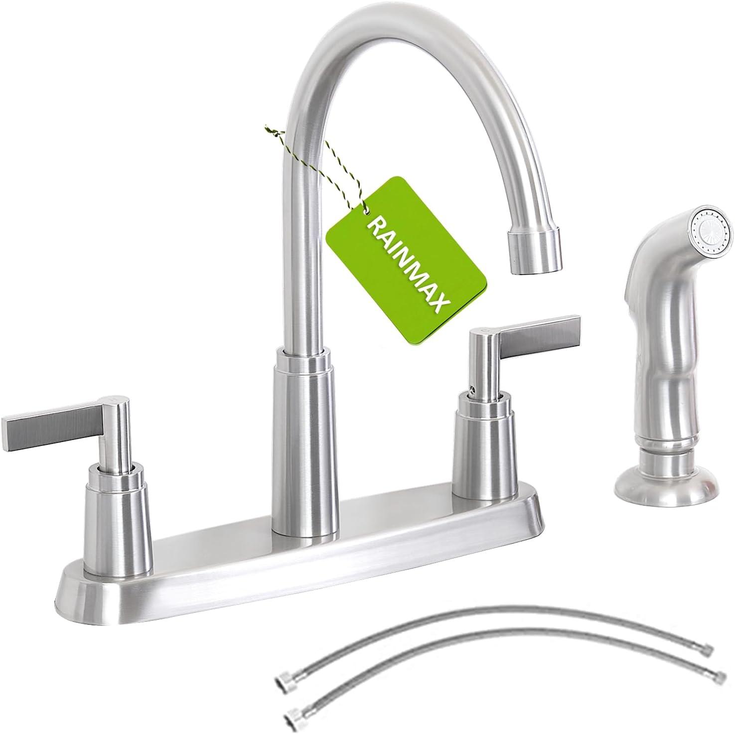 Brushed Nickel 2-Handle Kitchen Faucet with Side Sprayer