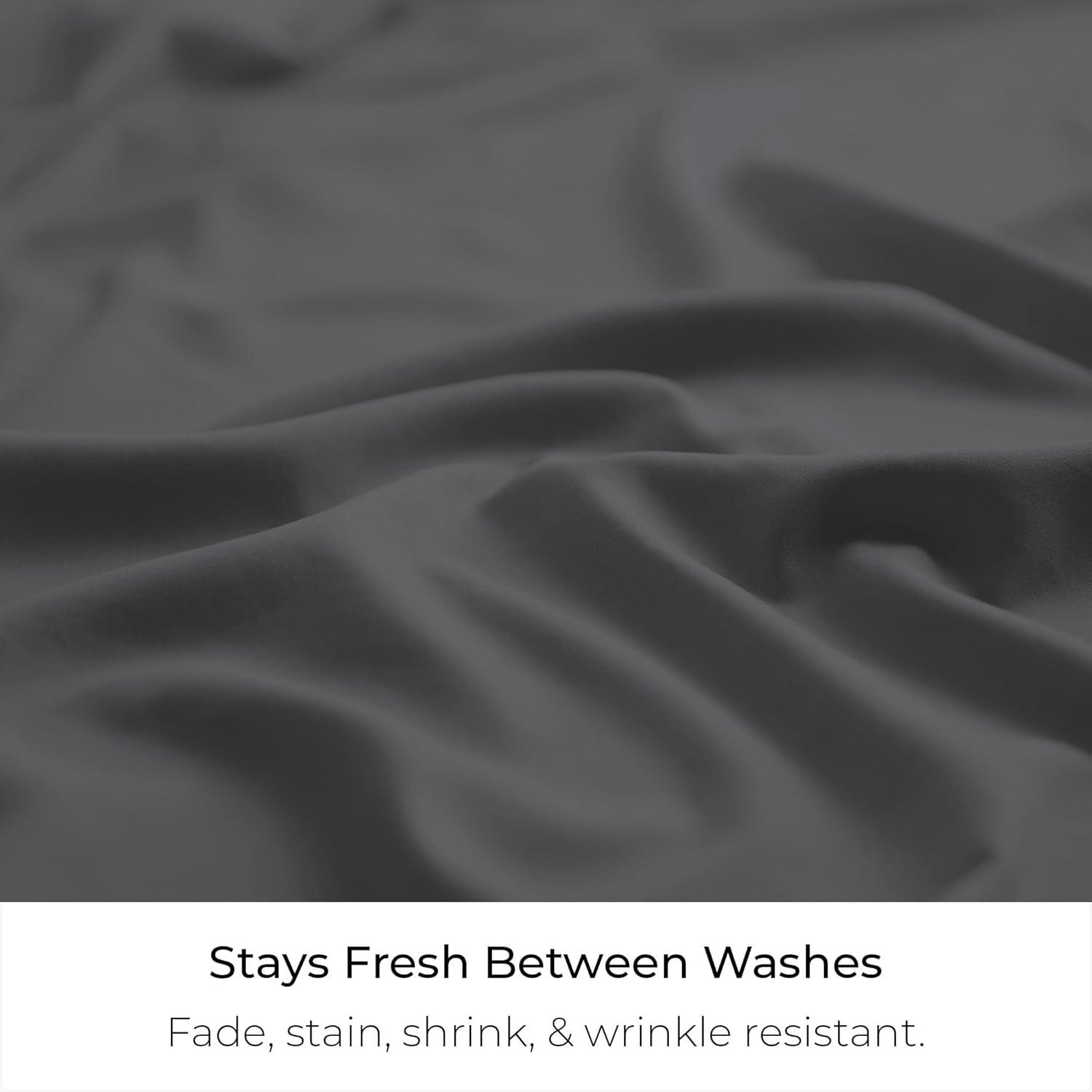 Mellanni Iconic Collection Pleated Microfiber Bed Skirt 15" Drop, King, Gray