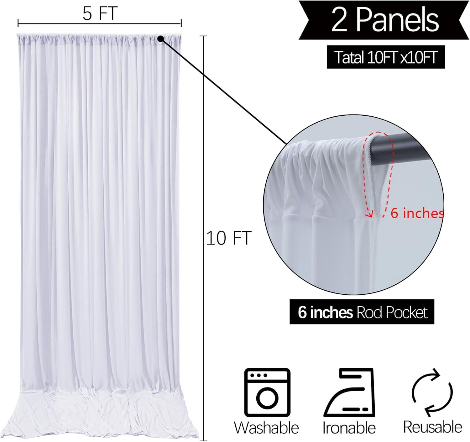 10x10ft White Backdrop Curtain for Parties Wrinkle Free Wedding Baby Curtain Backdrops for Birthday Party