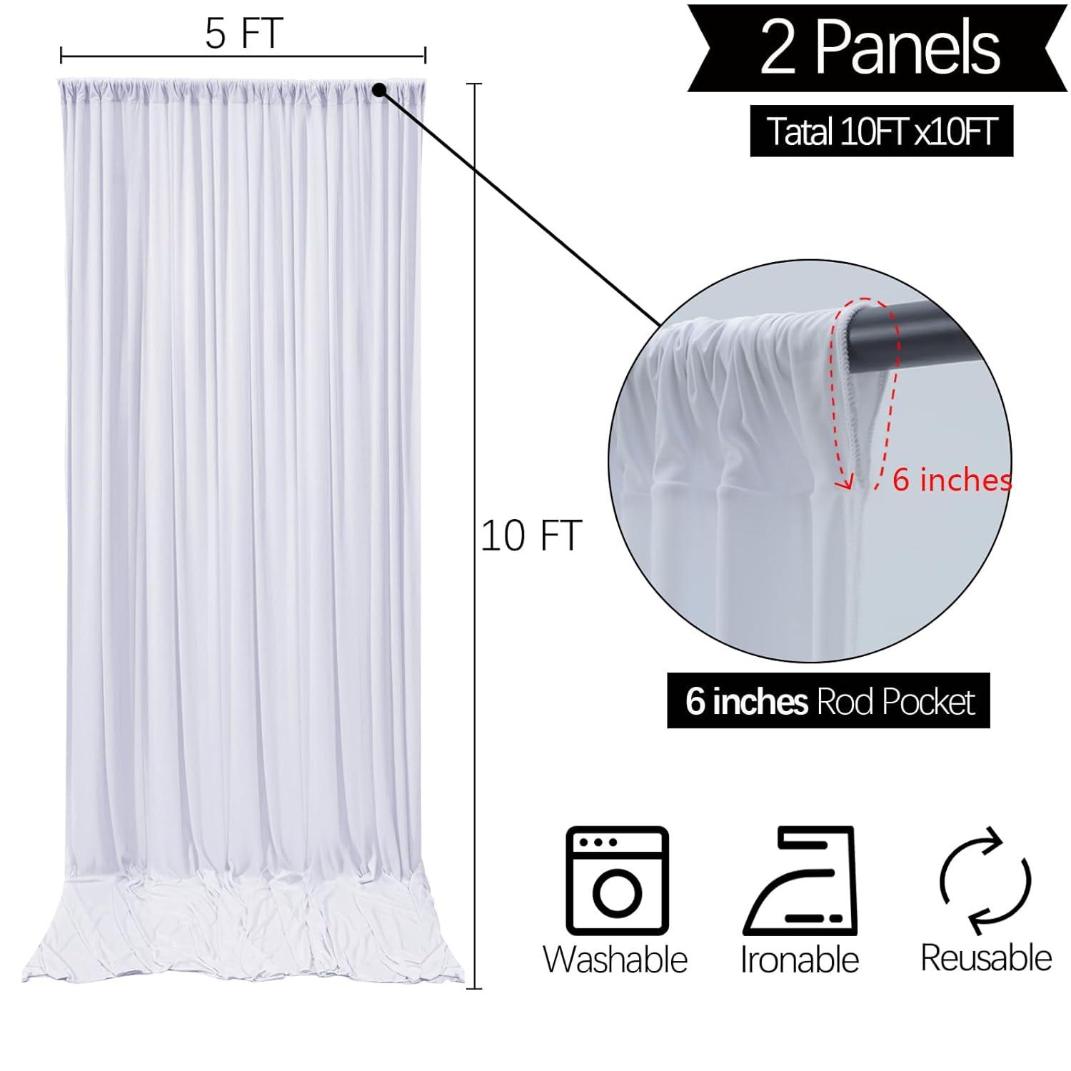 10x10ft White Backdrop Curtain for Parties Wrinkle Free Wedding Baby Curtain Backdrops for Birthday Party