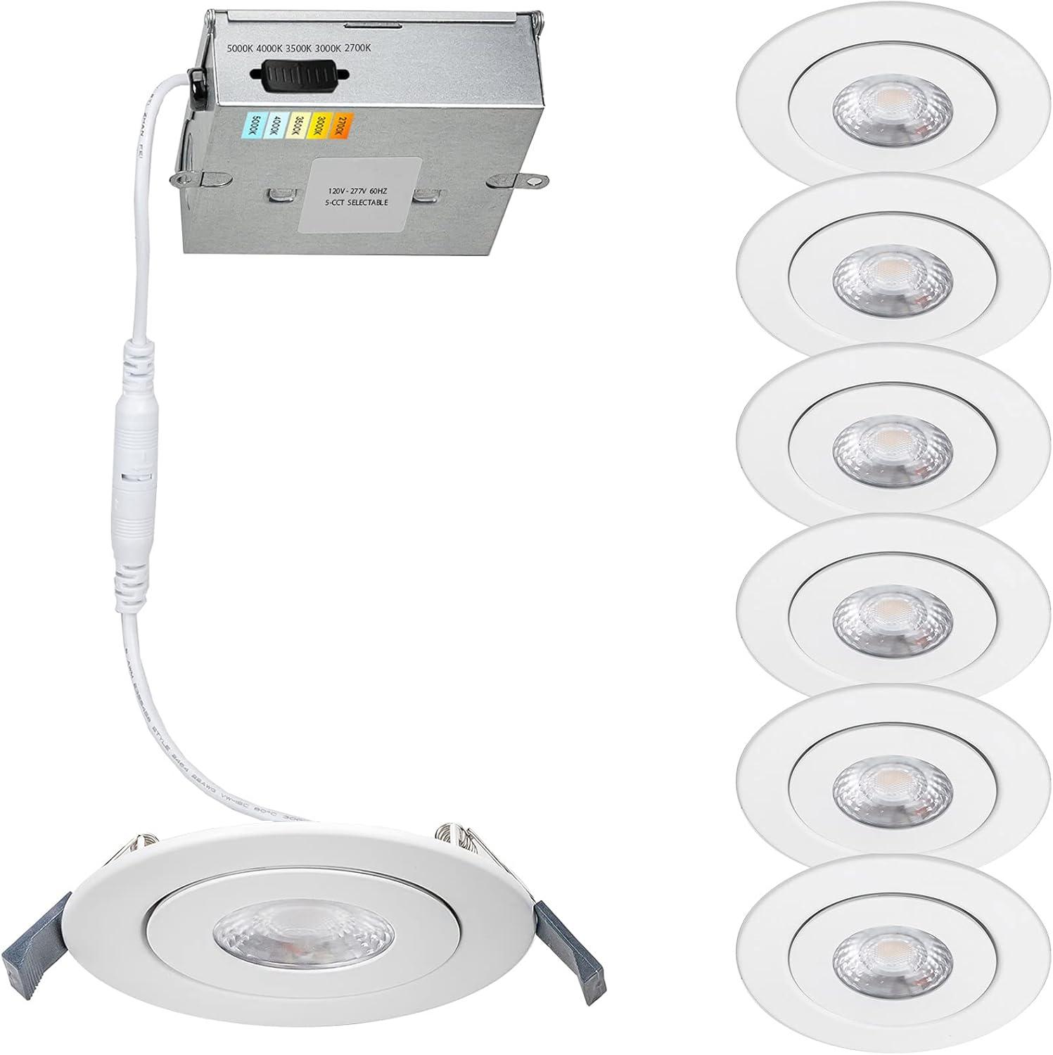 Lotos 4.75'' Selectable Color Temperature Dimmable Air-Tight IC Rated LED Canless Recessed Lighting Kit