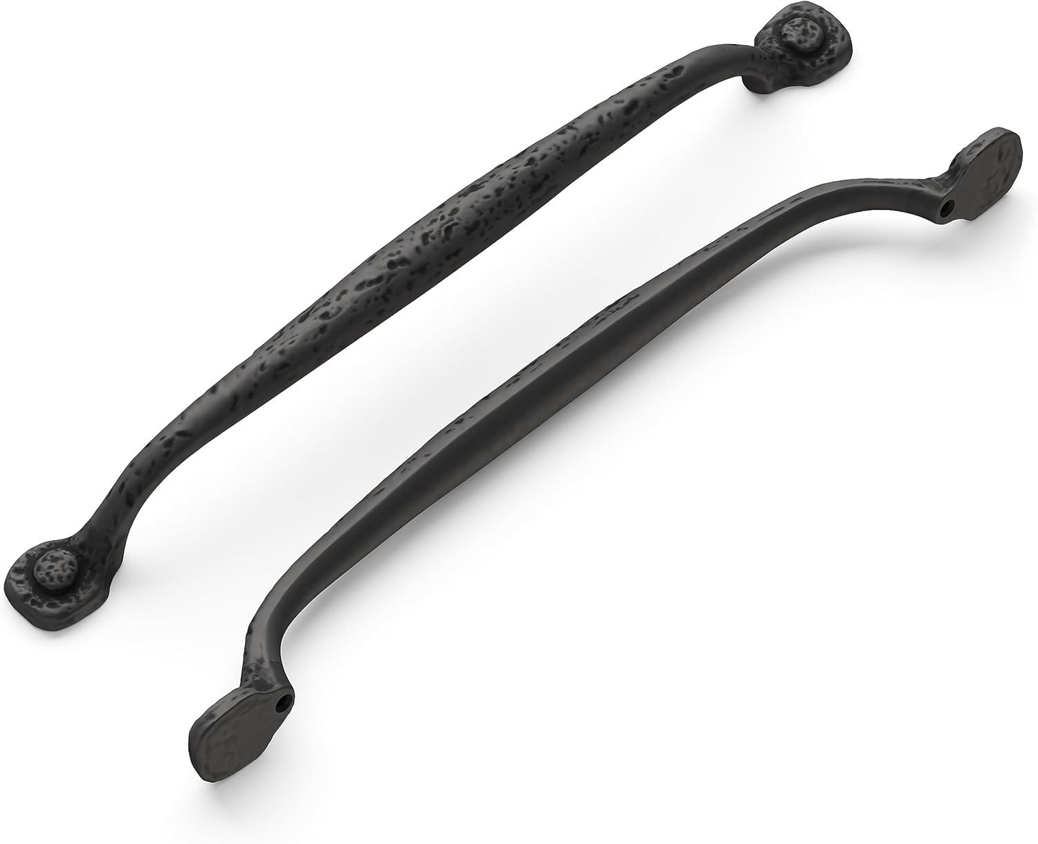 Hickory Hardware 1 Pack Solid Core Kitchen Cabinet Pulls, Luxury Cabinet Handles, Hardware for Doors & Dresser Drawers, 8-13/16 Inch (224mm) Hole Center, Black Iron, Refined Rustic Collection