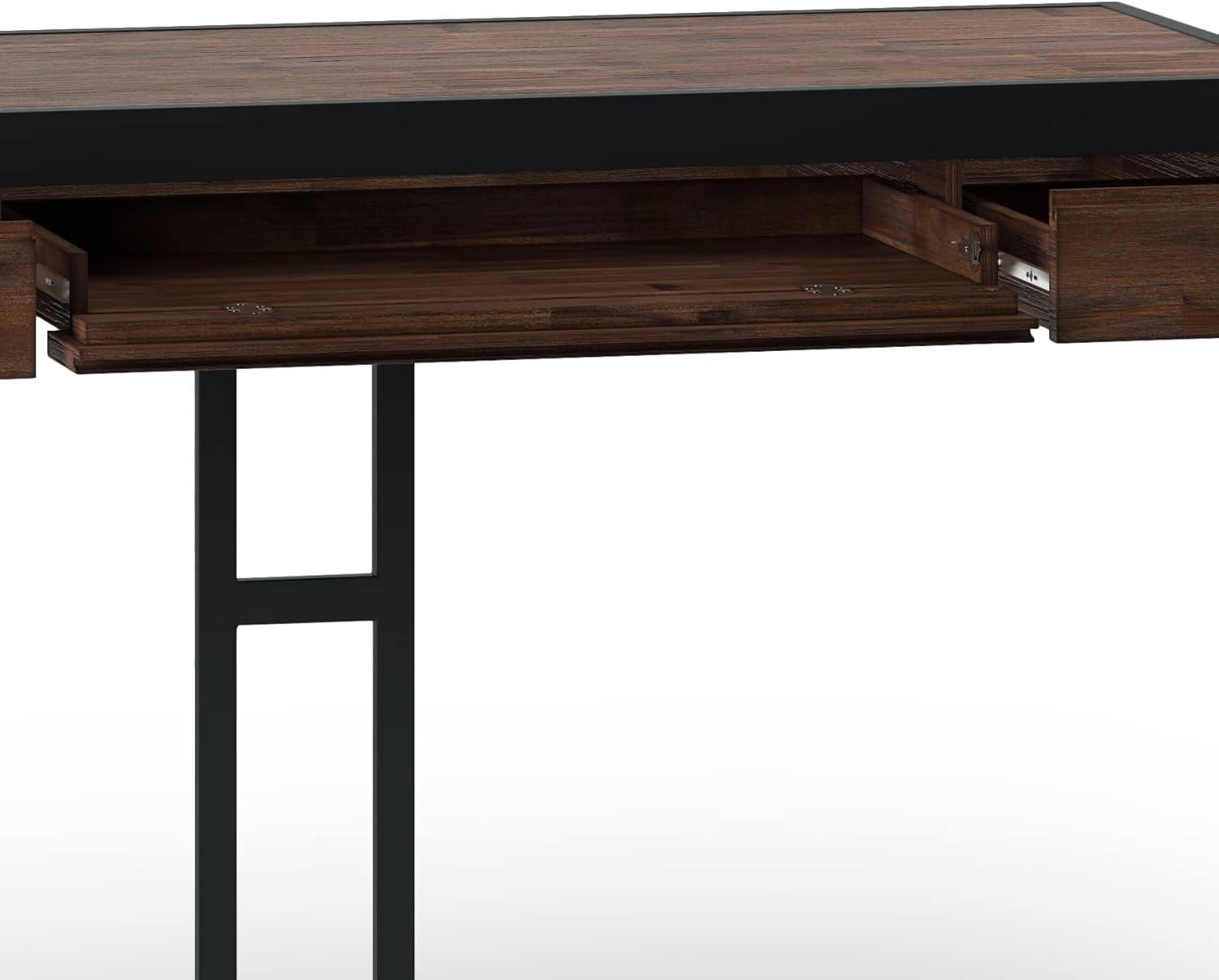 Erina SOLID ACACIA WOOD Modern 48" Wd. Small Desk in Distressed Charcoal Brown