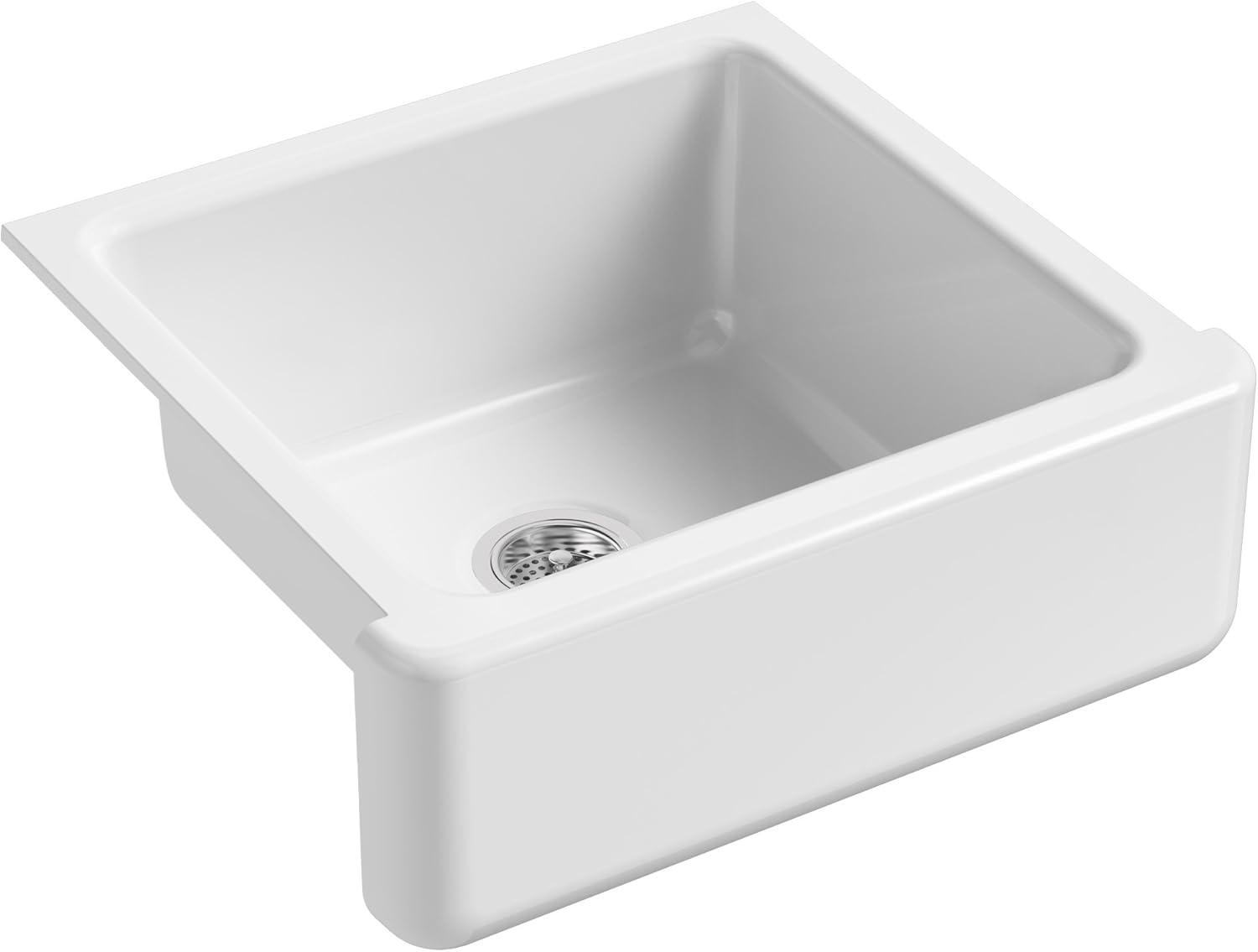 White Cast Iron Farmhouse Single-Bowl Kitchen Sink