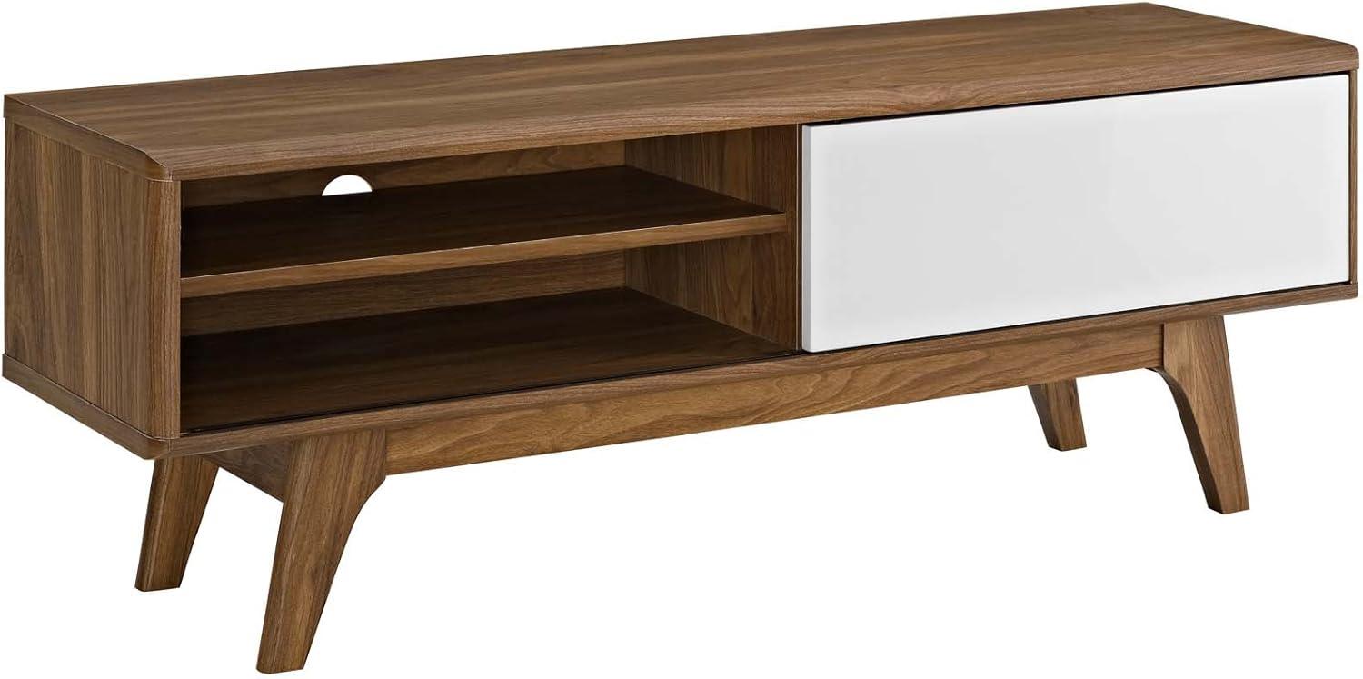 Elegant Envision 48" White and Walnut TV Stand with Cabinet