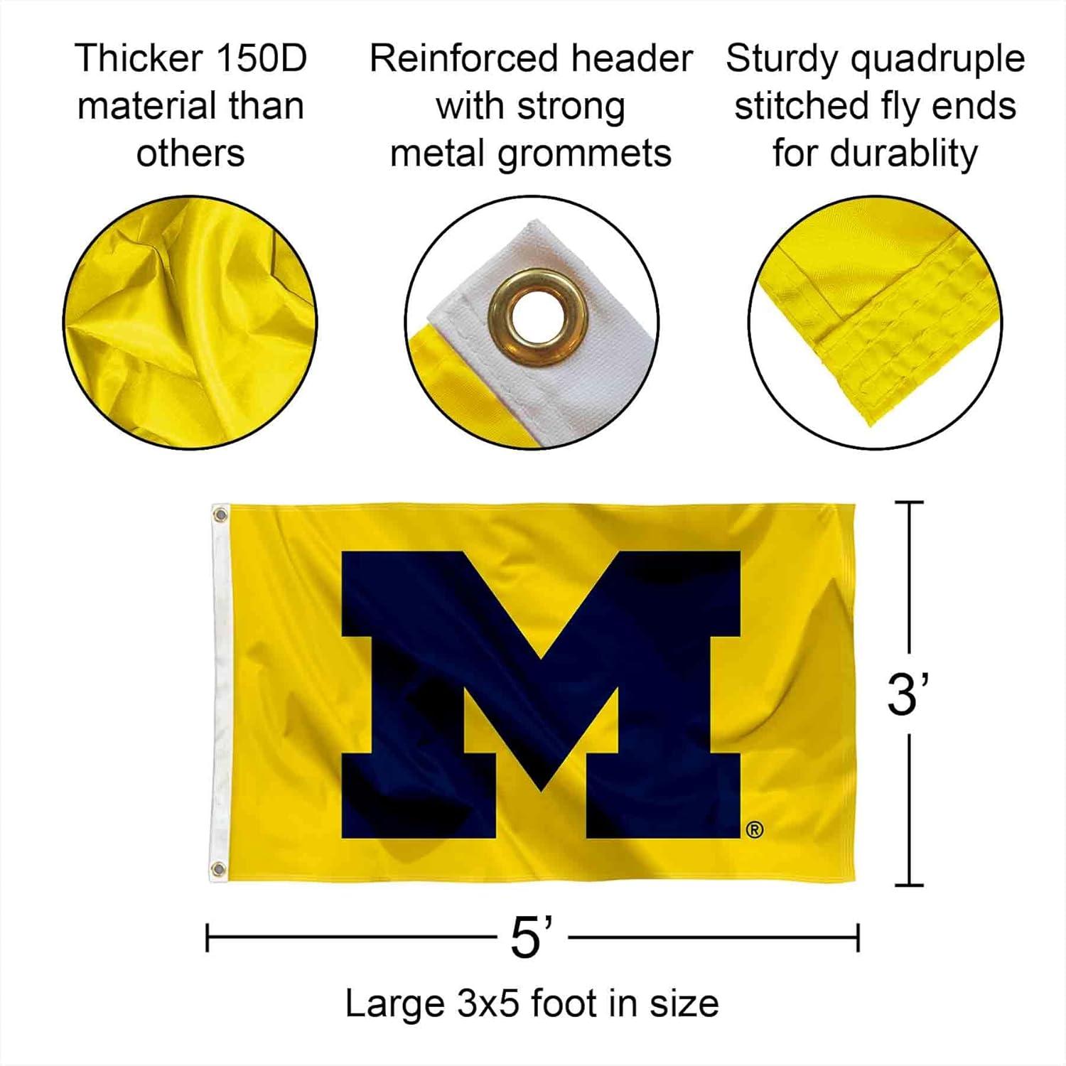 Michigan-Wolverine's 3X5 Indoor Outdoor Banner Flag w/grommets for hanging