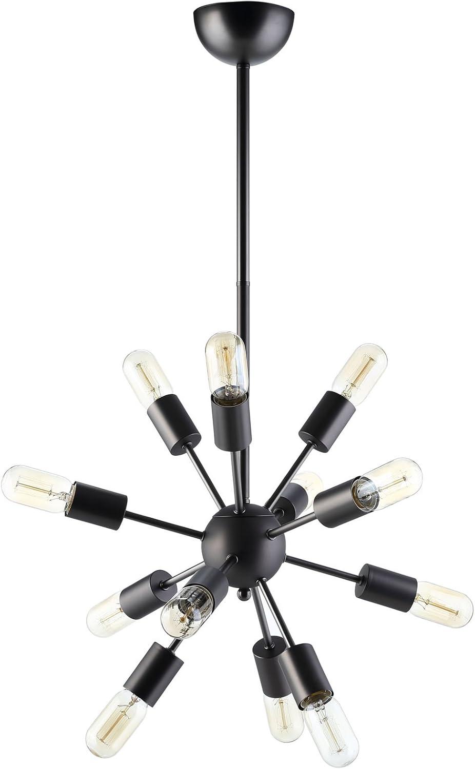 Black Mid-Century Modern Starburst Chandelier with 12 Lights