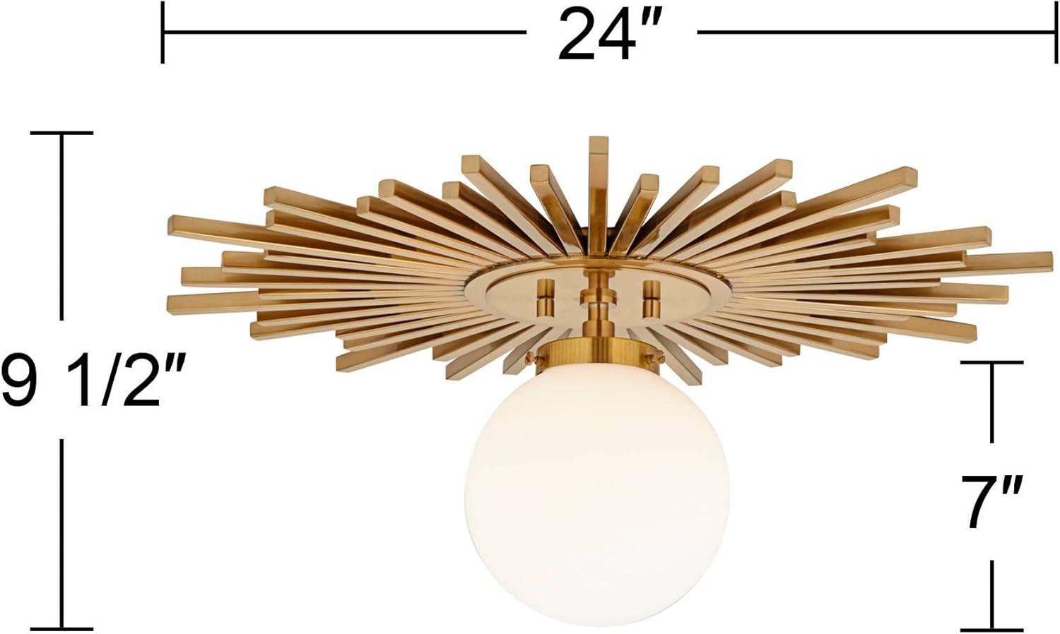 Modern Brass and Glass Globe Ceiling Light Fixture