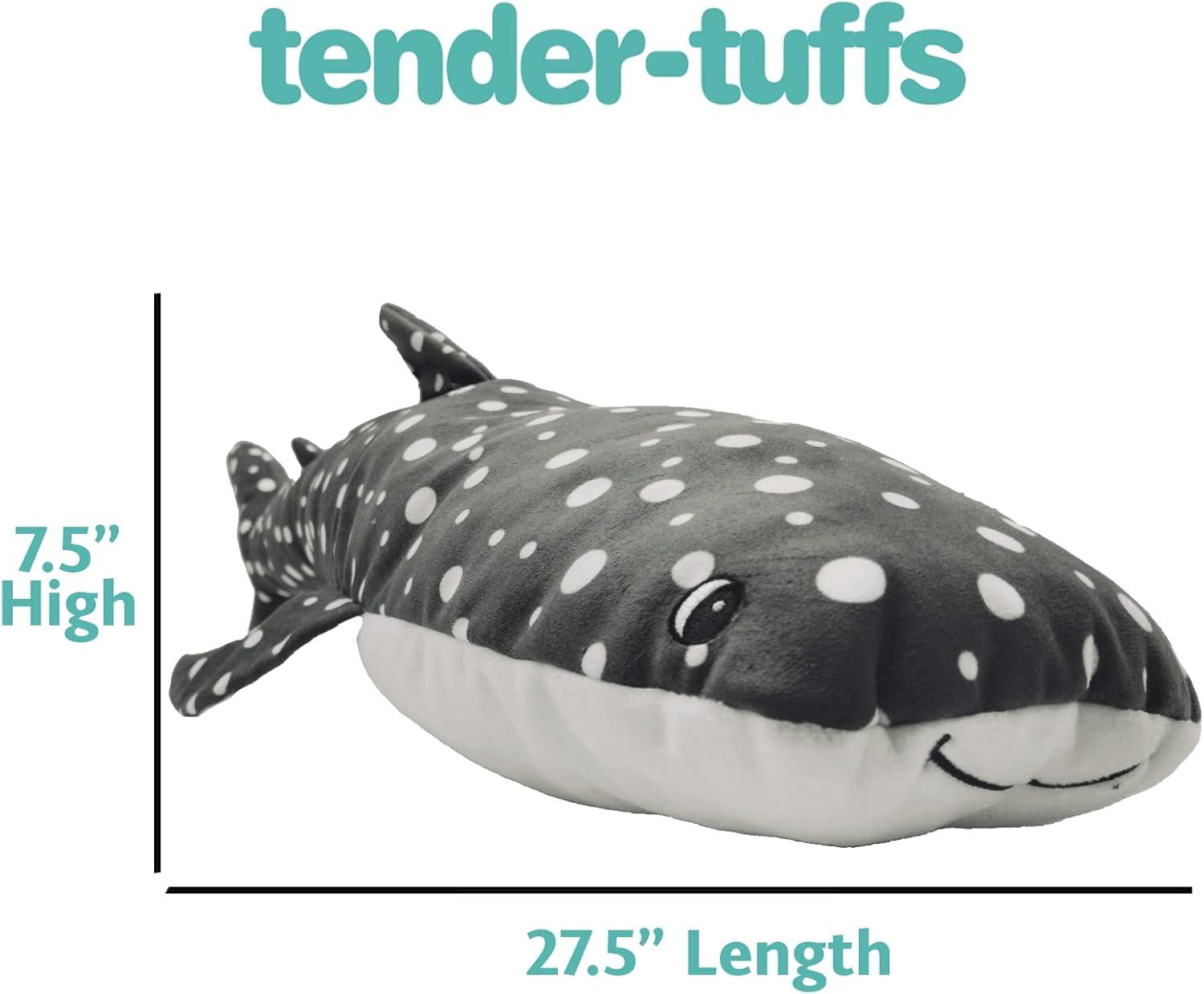 Snuggle Puppy Tender-Tuffs Big Shots - Bubba Whale Shark Large Stuffed Plush Toy with Puncture Resistant Squeaker for Medium and Big Dogs