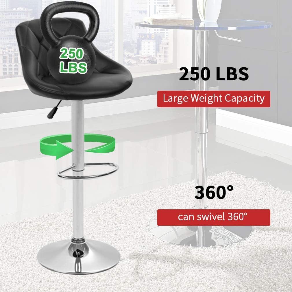 BestOffice Bar Stool with Adjustable Height, Black, Set of 2