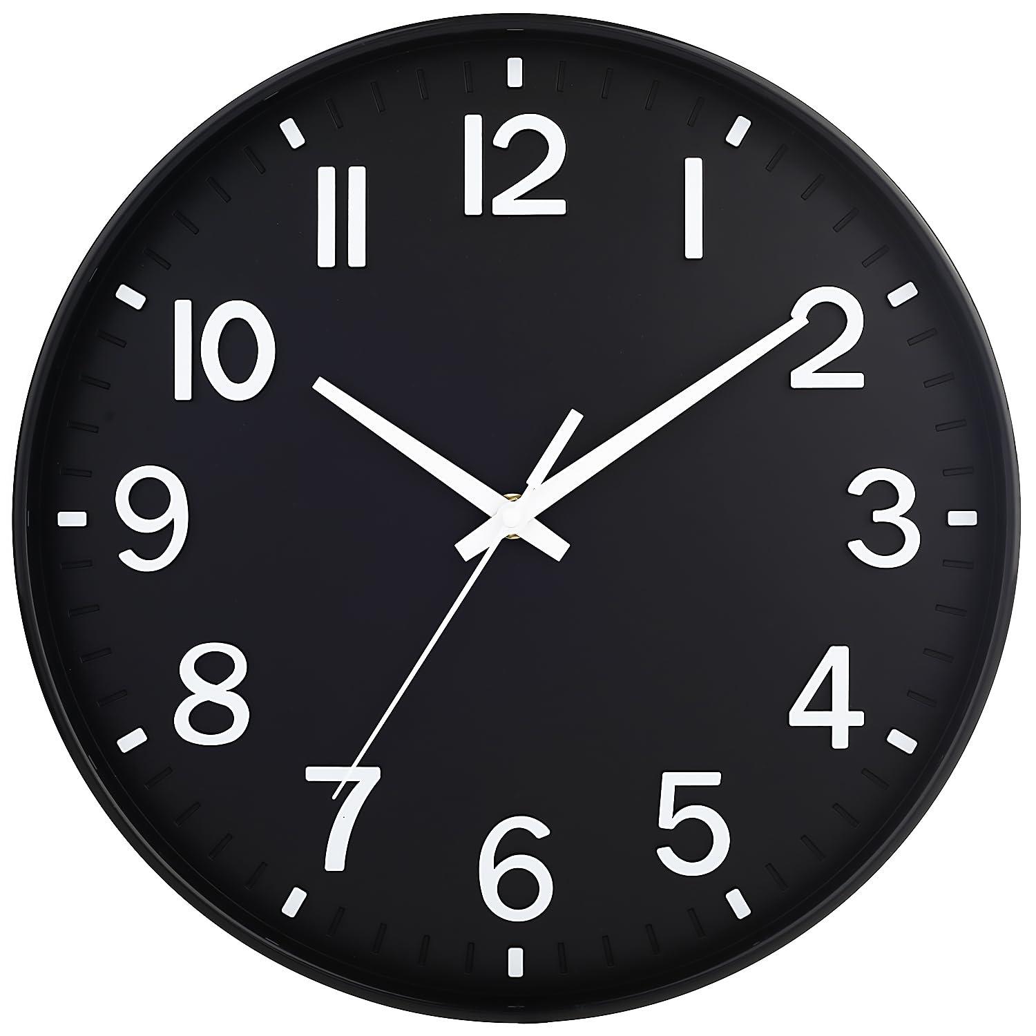 Warkul 12-Inch Wall Clock High-precision Battery Operated Easy-to-Read Silent Non-Ticking Quartz Clock Wall Art Decoration
