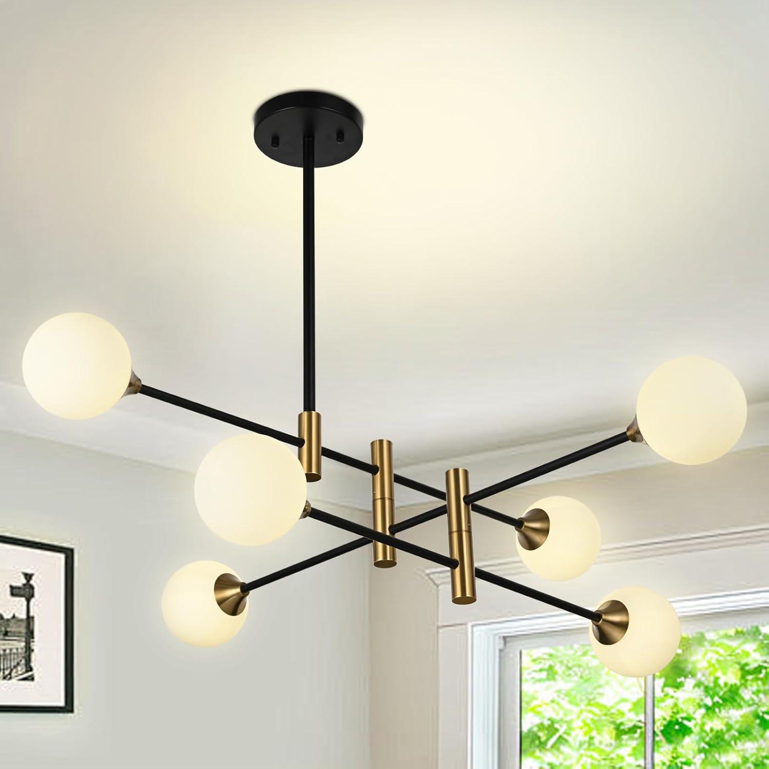 Black and Gold 6-Light Sputnik Chandelier