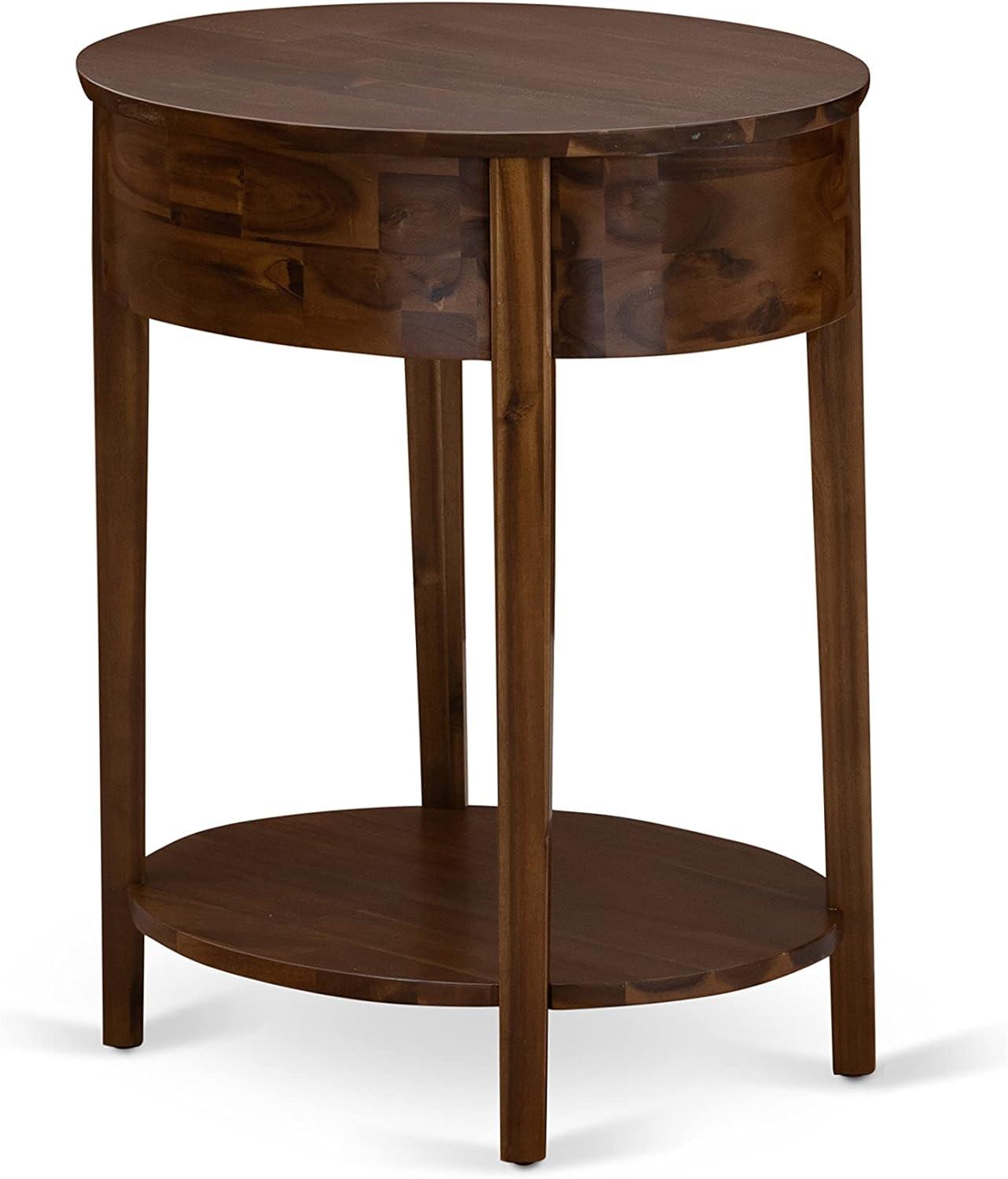 East West Furniture Hillsboro Asian Wood Nightstand in Antique Walnut
