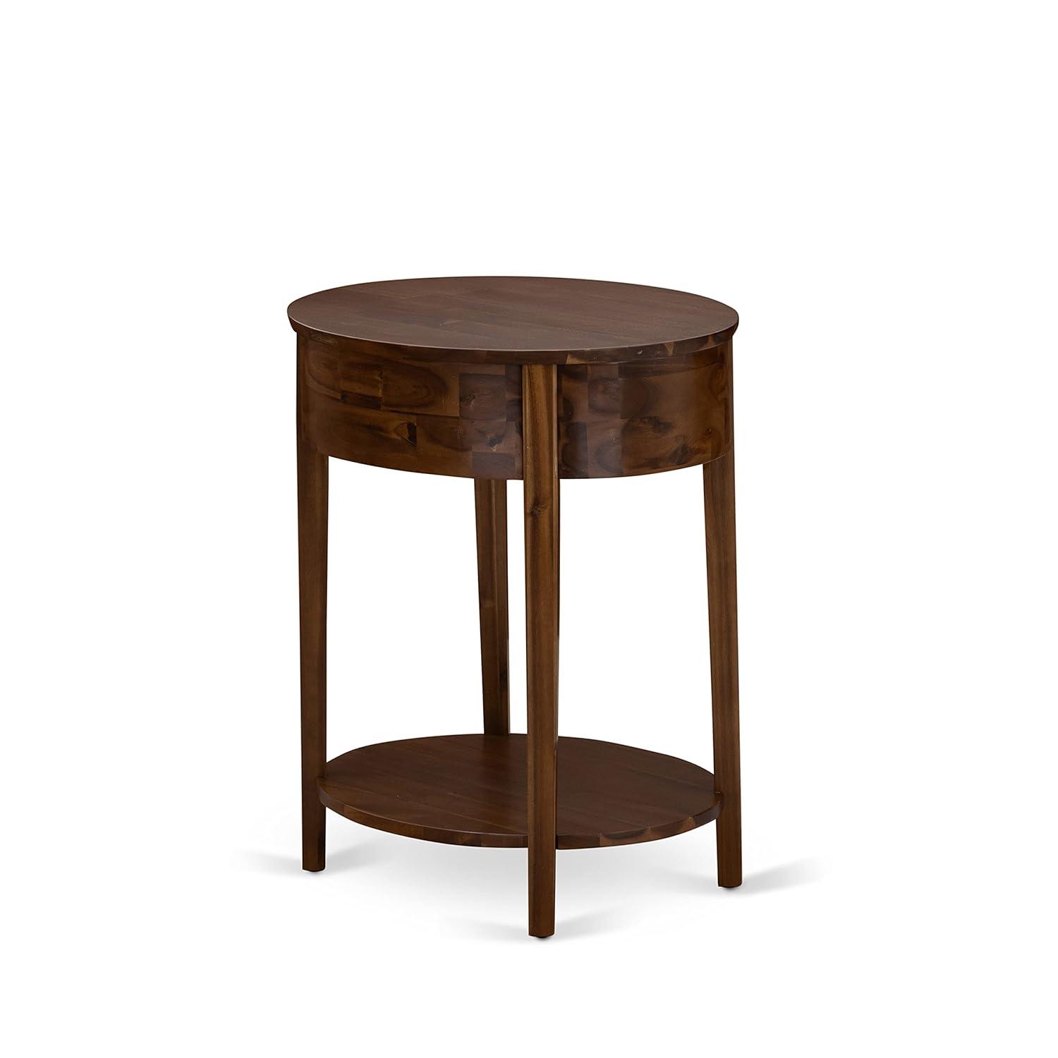 East West Furniture Hillsboro Asian Wood Nightstand in Antique Walnut