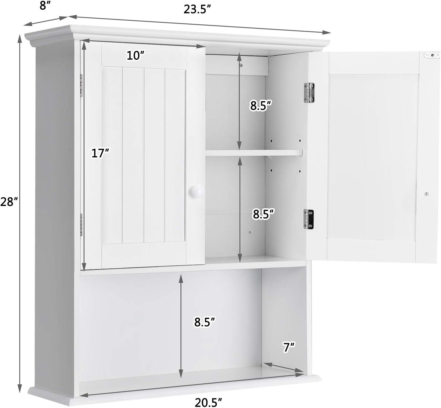 Costway Wall Mount Bathroom Cabinet Storage Organizer Medicine Cabinet White