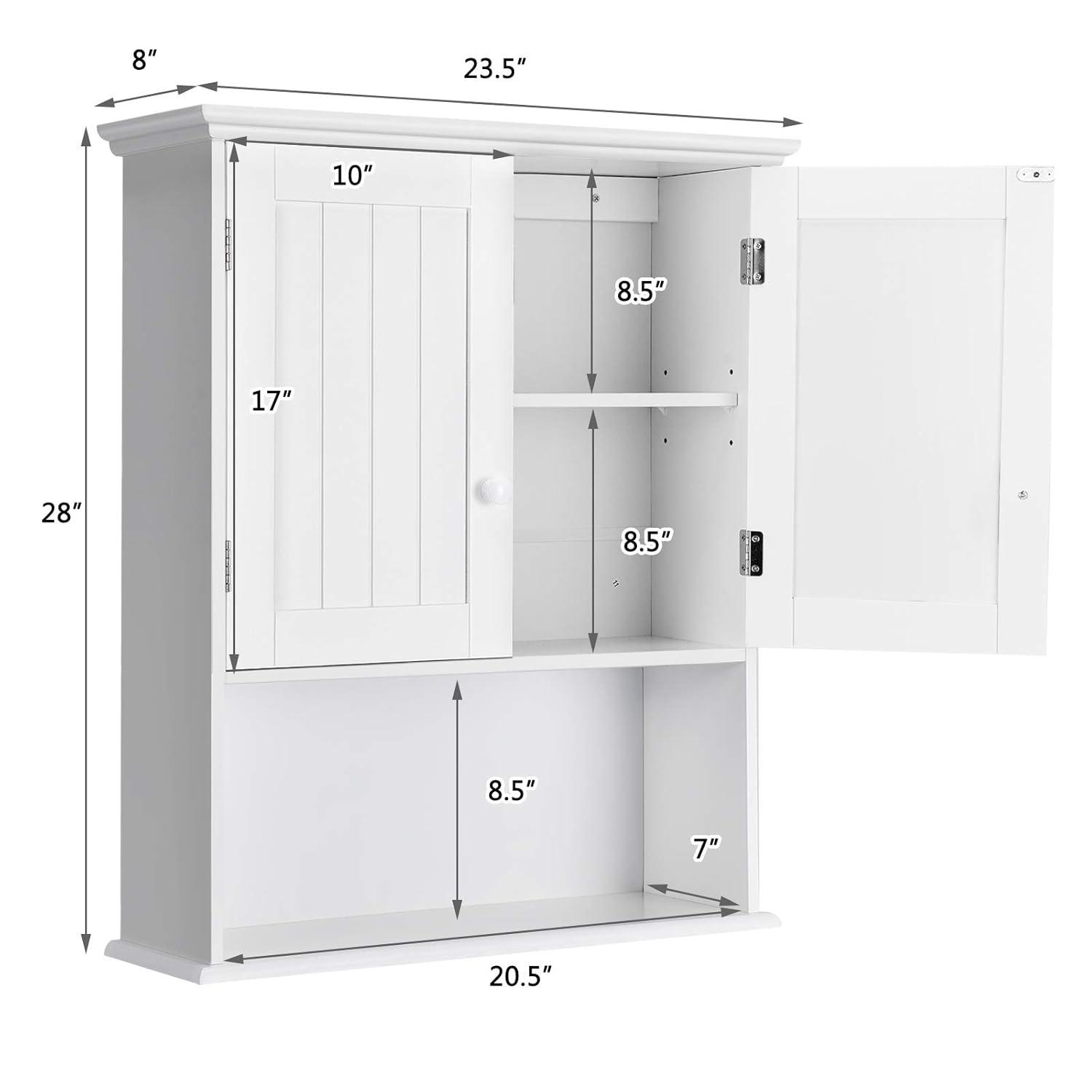 Costway Wall Mount Bathroom Cabinet Storage Organizer Medicine Cabinet White