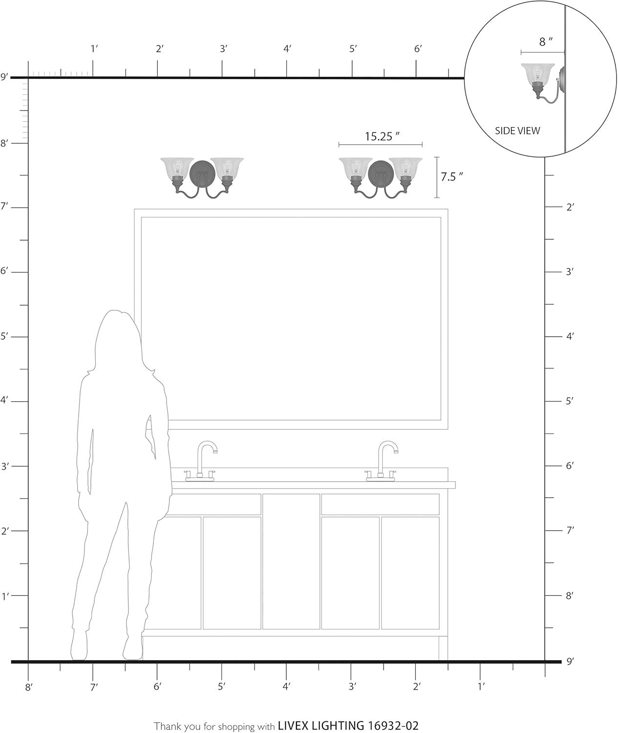 Livex Lighting Moreland 2 - Light Vanity in  Polished Brass